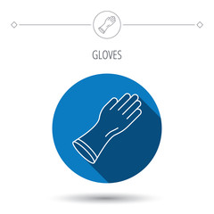 Rubber gloves icon. Latex hand protection sign.
