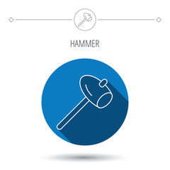 Hammer icon. Repair or fix sign.