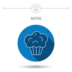 Muffin icon. Cupcake dessert sign.