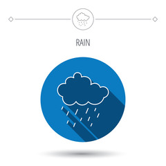 Rain icon. Water drops and cloud sign.