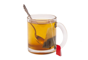 Cup Of Tea with Spoon Isolated On White