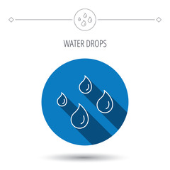 Water drops icon. Rain or washing sign.