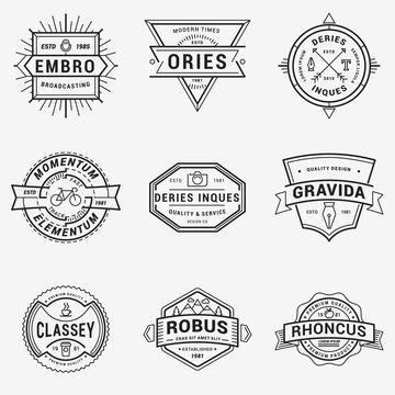 Set of Thin Line Hipster Logotypes or Insignias