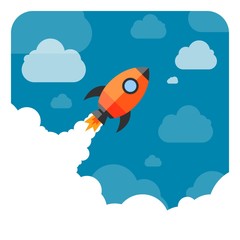 Vector Illustration of a Business Start-Up Rocket Space Exploration