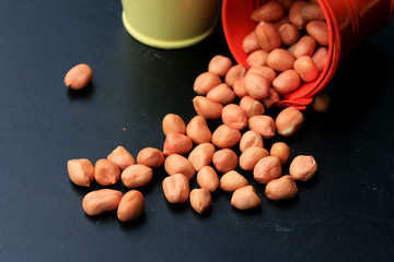 Peanut on black background