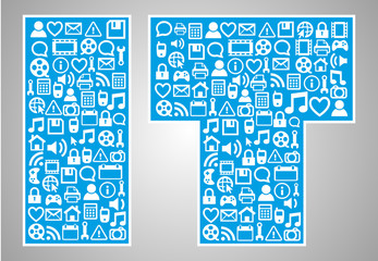 blue abstract "IT" text information technology logo icons set vector background