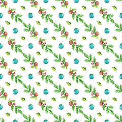 Watercolor seamless Christmas background