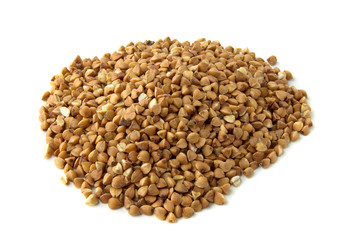 Pile of buckwheat seeds isolated 