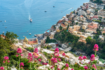 Aerial view of Positano village, Amalfi Coast.