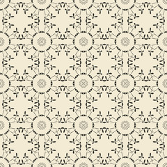 Geometric ornament seamless pattern.  Monochrome design template seamless background. Round, polygonal and grunge motif endless texture.