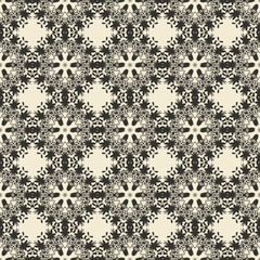 Geometric ornament seamless pattern.  Monochrome design template seamless background. Round, polygonal and grunge motif endless texture.
