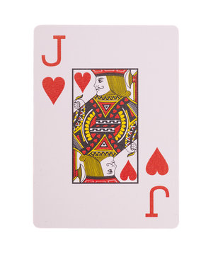Jack of hearts playing card on a white background