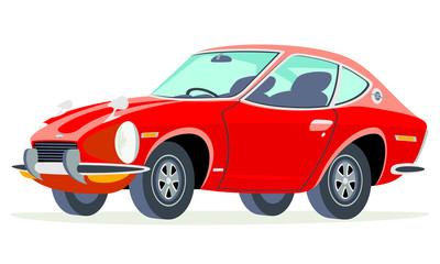 Obraz na płótnie Canvas Caricatura Datsun 240Z vista frontal y lateral
