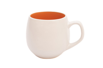 Ceramic cup on white background