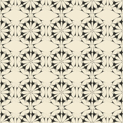 Geometric ornament seamless pattern.  Monochrome design template seamless background. Round, polygonal and grunge motif endless texture.