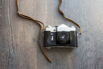 top view of retro camera