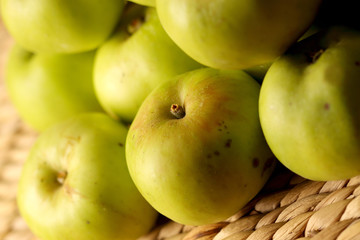 Apples.
Bunch of apples on a water hyacinth background.