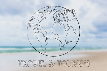 luggage travelling the world: tourism and travel industry