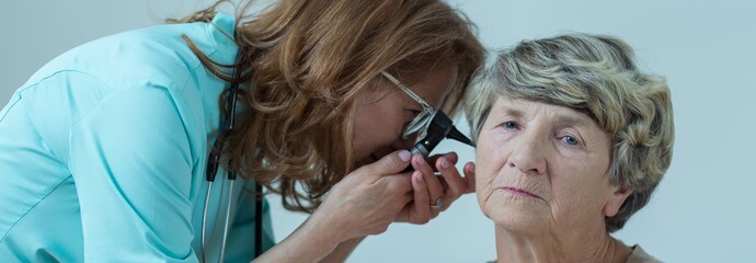Elder person ear examination