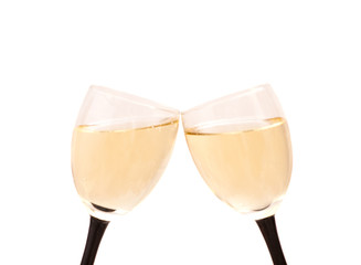 Two champagne glasses. Isolated on white background