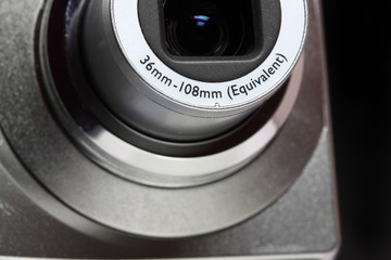 Camera lens.
Close-up of a digital camera lens.