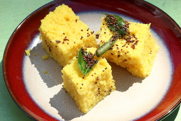 Dhokla - The Savory lentil cake.