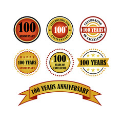 100 - One Hundred Year Anniversary Vector Emblem