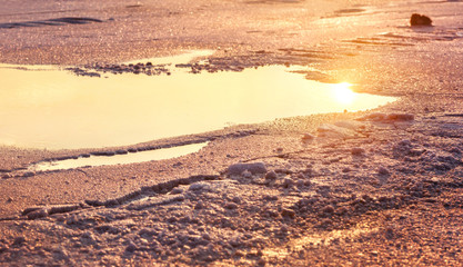 Salt Lake Baskunchak at sunrise, Russia