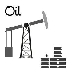 oil production and oil well and barrels symbol eps10