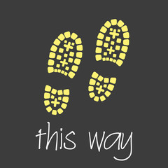 this way with footprint symbols theme simple banner eps10