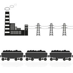 coal power plant and train with coal eps10