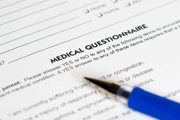 medical questions with blue pen