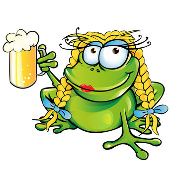 recommend clip art: .sexy girl frog  cartoon with schooner beer