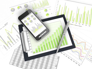 business image chart and smart phone