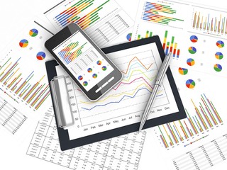 business image chart and smart phone