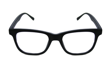 black eye glasses isolated on white background