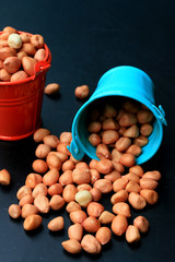 Peanut on black background