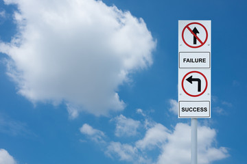 Signpost show direction to success and failure