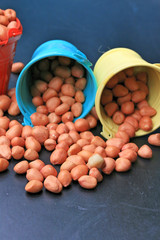 Peanut on black background