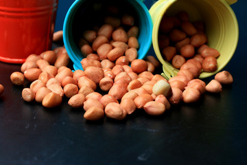 Peanut on black background