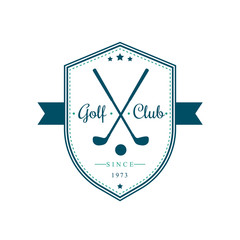 Golf Club vintage emblem on shield, vector illustration, eps10, easy to edit