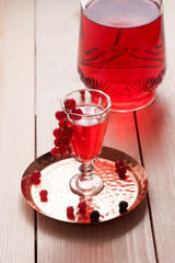 Red berry wine or liquor