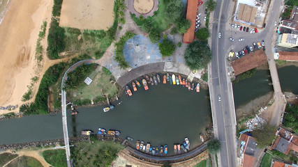 Aerial View of Native Community Boat Pear in Brazil