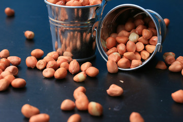 Peanut on black background