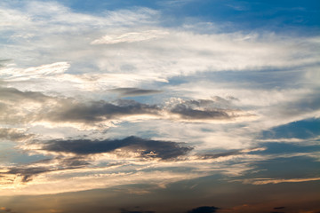 colorful dramatic sky with cloud at sunset