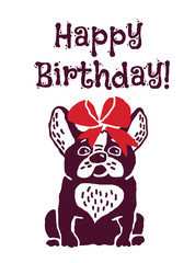 Dog present greeting card happy birthday