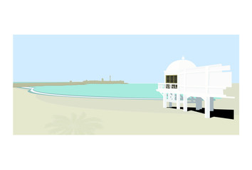 La playa de la Caleta en plena ciudad, y aislada del resto. Su principal atractivo radica en su ubicación, un escenario que ha inspirado a músicos y poetas de Cádiz. © carlosgizmo