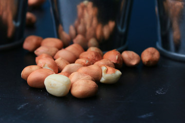 Peanut on black background