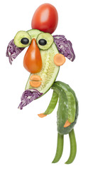 Funny vegetable man with beard in hat