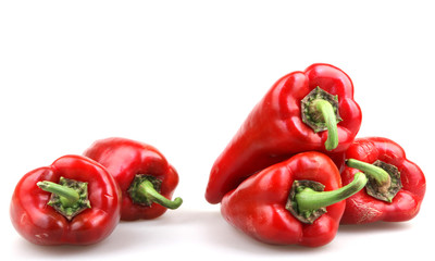 Red chilli peppers on white background